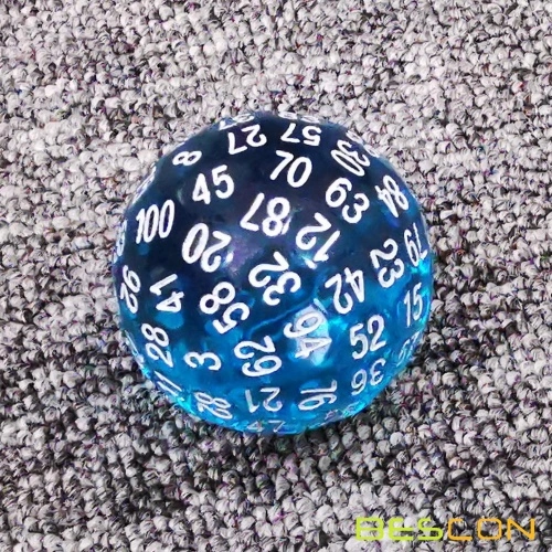 Bescon Translucent Blue Polyhedral Dice 100 Sides, D100 dice